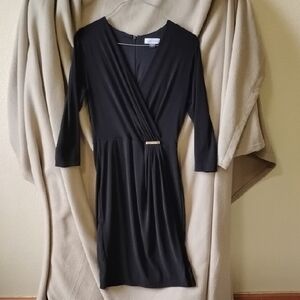 Calvin Klein Black Ruched Wrap Dress